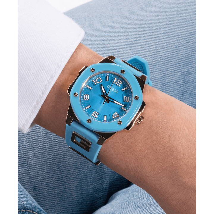 GUESS Ladies Turquoise 2-Tone Analog Watch
