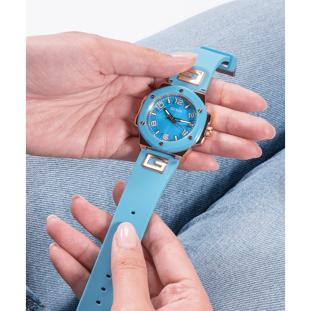 GUESS Ladies Turquoise 2-Tone Analog Watch