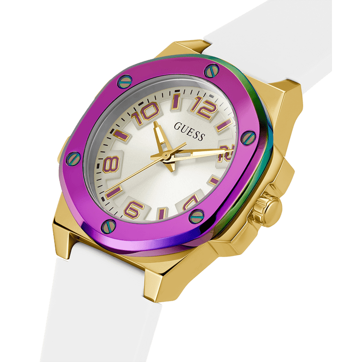 GUESS Ladies White 2-Tone Analog Watch
