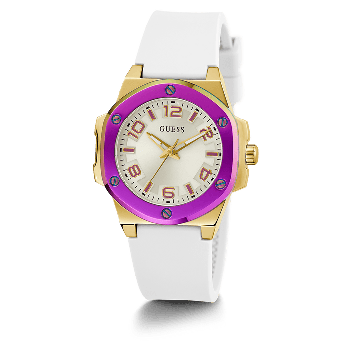 GUESS Ladies White 2-Tone Analog Watch