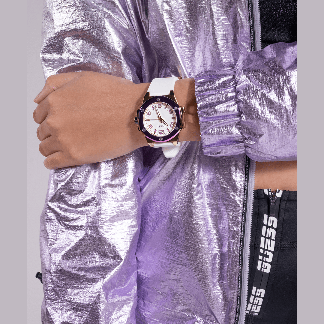 GUESS Ladies White 2-Tone Analog Watch