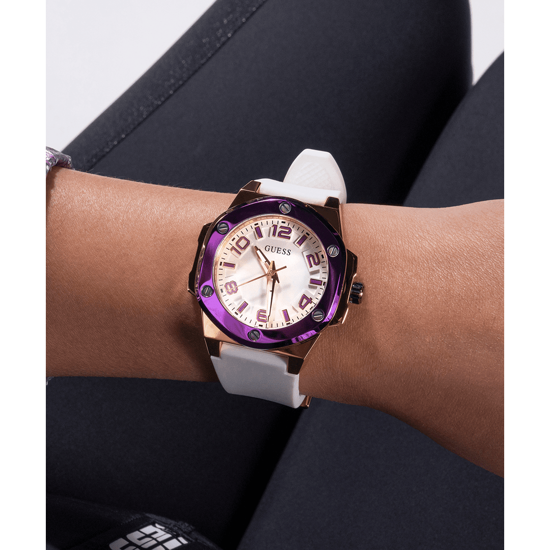 GUESS Ladies White 2-Tone Analog Watch