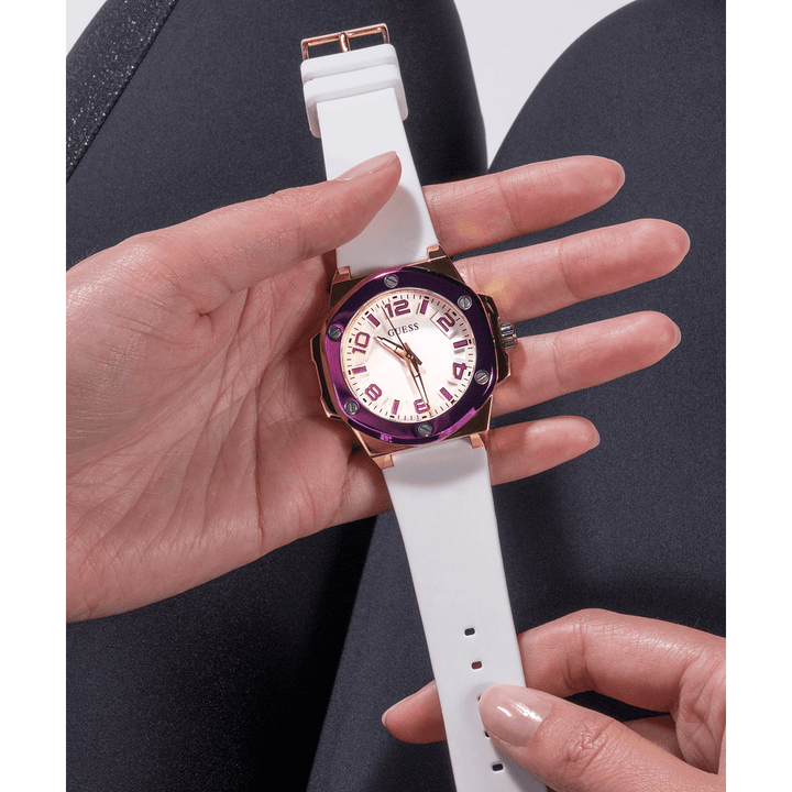 GUESS Ladies White 2-Tone Analog Watch