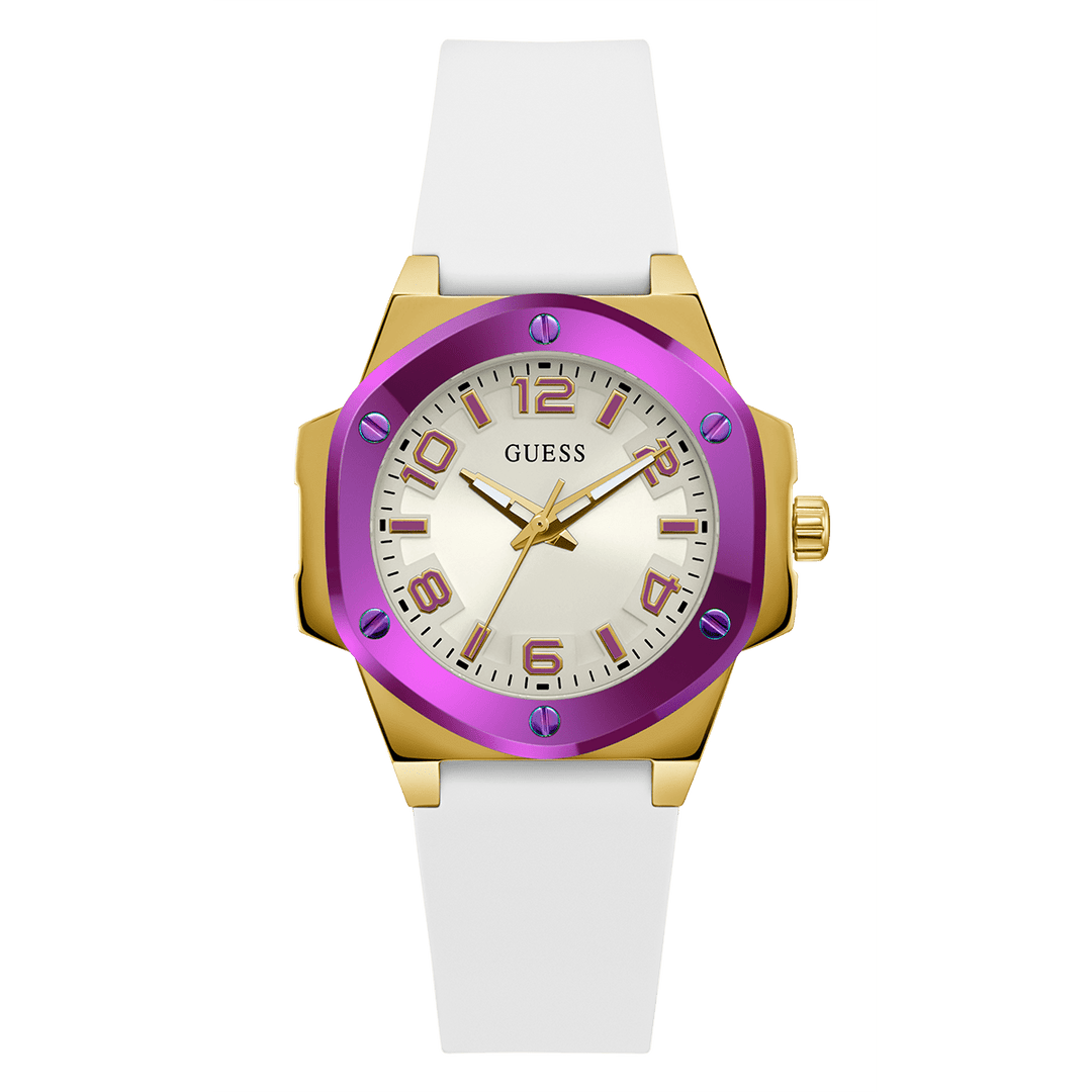 GUESS Ladies White 2-Tone Analog Watch