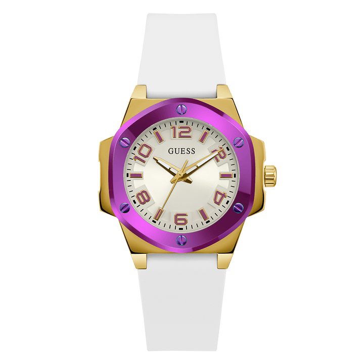 GUESS Ladies White 2-Tone Analog Watch