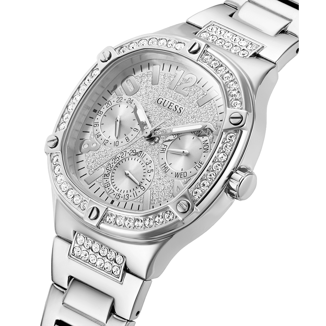 GUESS Ladies Silver Tone Multi-Function Watch