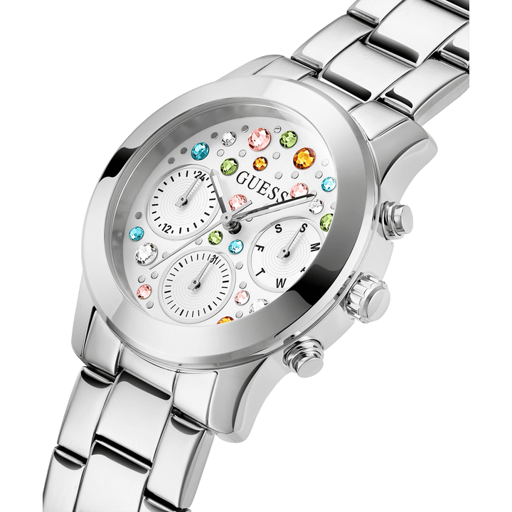 GUESS Ladies Silver Tone Multi-Function Watch