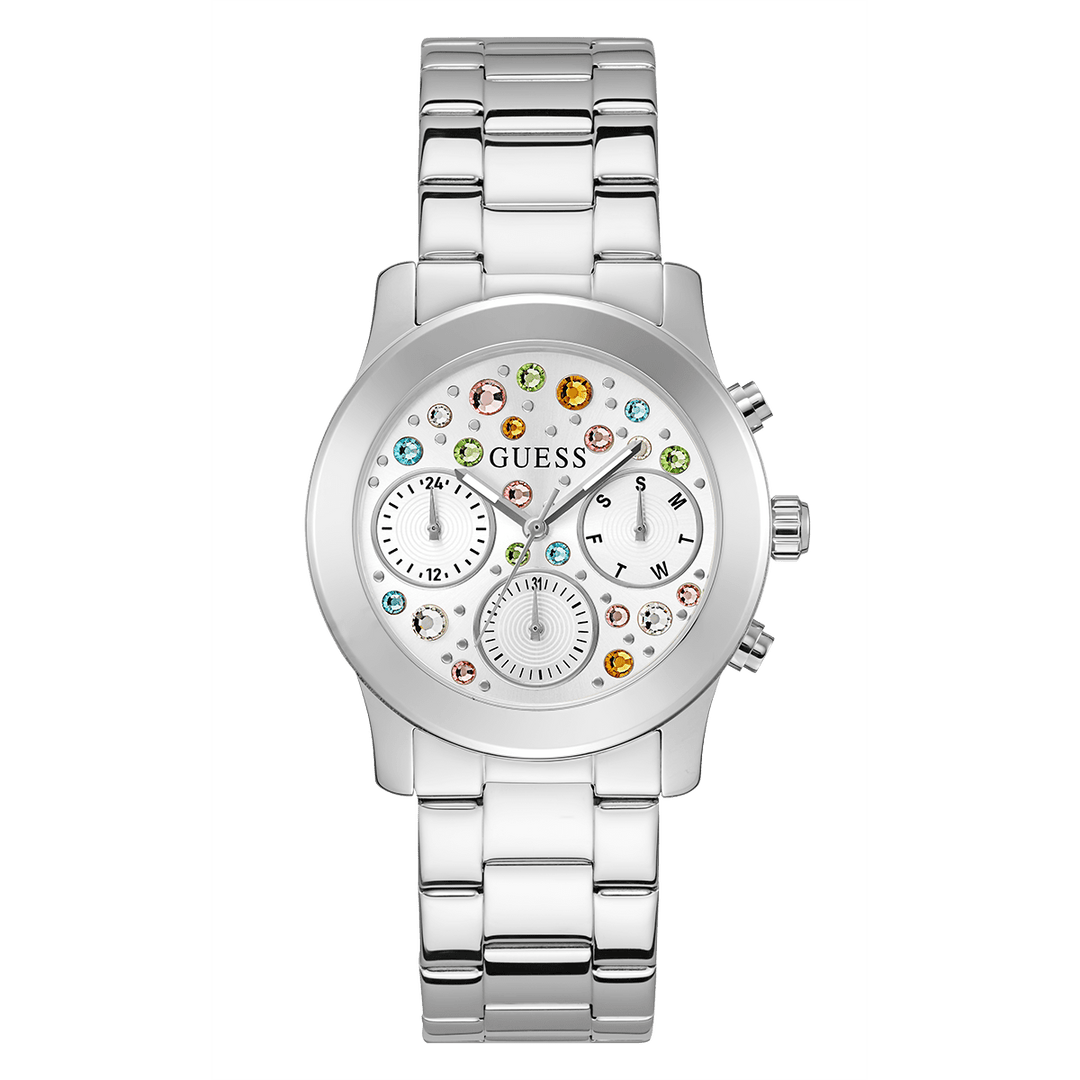 GUESS Ladies Silver Tone Multi-Function Watch