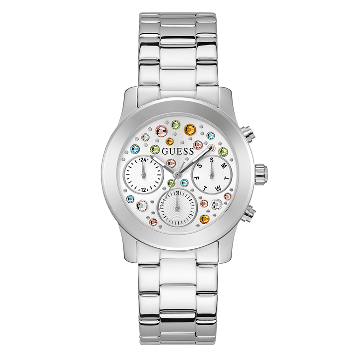 GUESS Ladies Silver Tone Multi-Function Watch