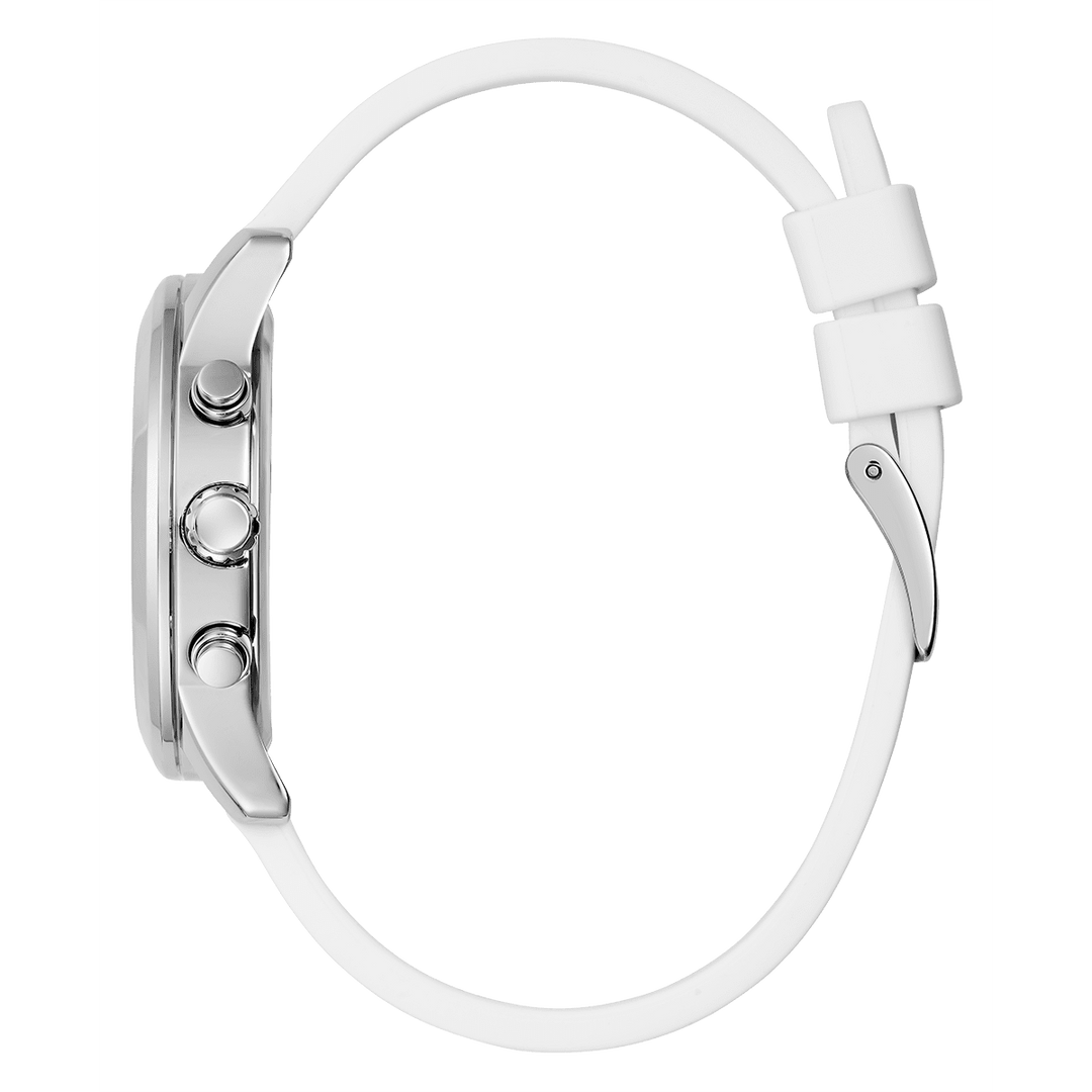 GUESS Ladies White Silver Tone Multi-Function Watch