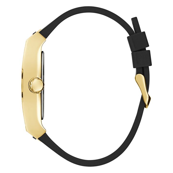 GUESS Mens Black Gold Tone Analog Watch