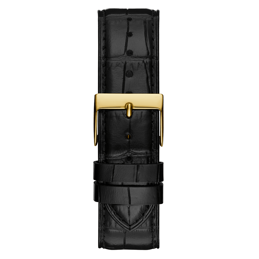 GUESS Mens Black Gold Tone Analog Watch