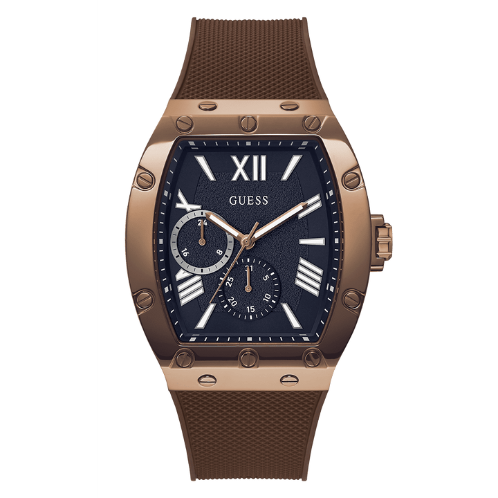 GUESS Mens Brown Coffee Multi-Function Watch