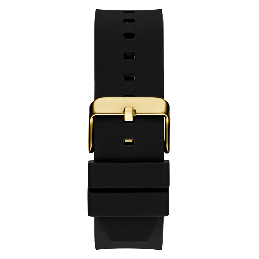 GUESS Mens Black Gold Tone Multi-Function Watch