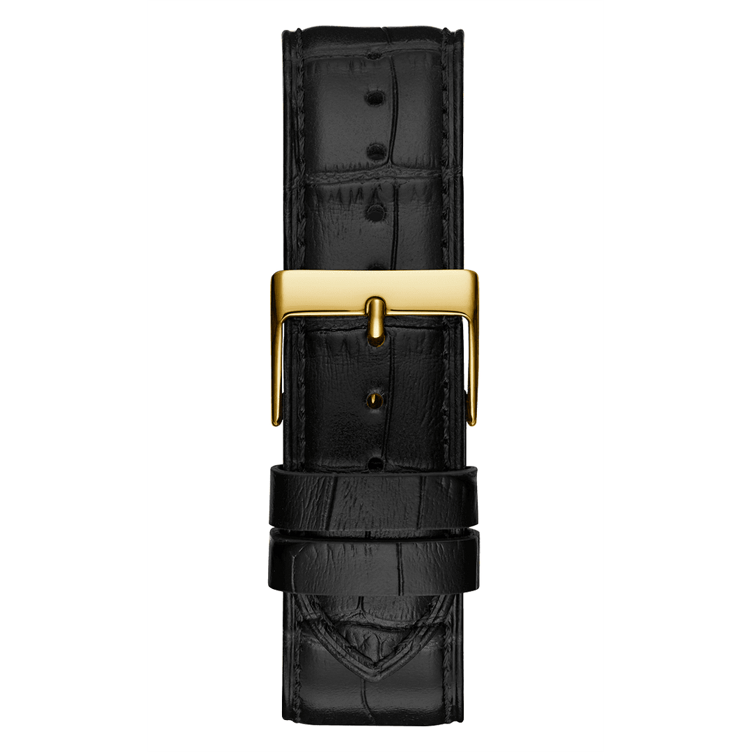 GUESS Mens Black Gold Tone Analog Watch