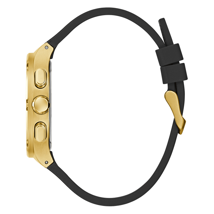 GUESS Mens Black Gold Multi-Function Watch