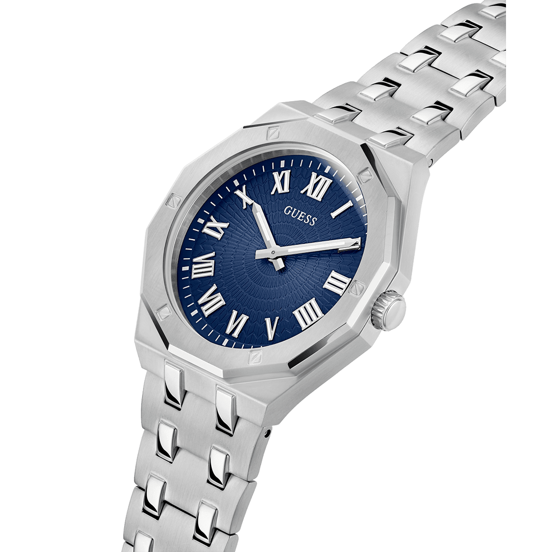 GUESS Mens Silver Tone Analog Watch