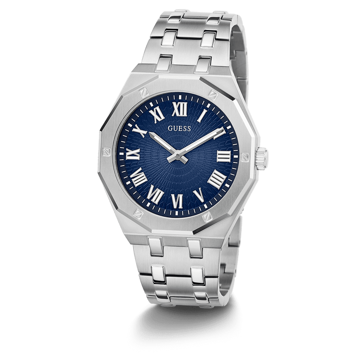 GUESS Mens Silver Tone Analog Watch