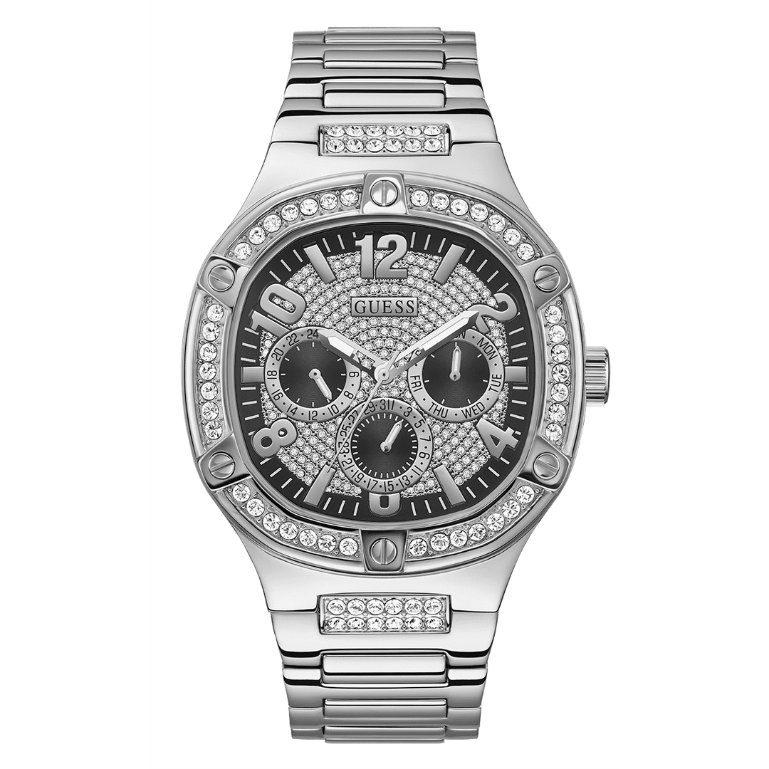 GUESS Mens Silver Tone Multi-Function Watch