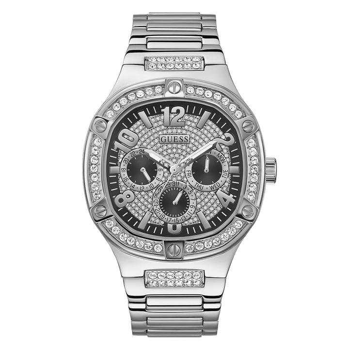 GUESS Mens Silver Tone Multi-Function Watch