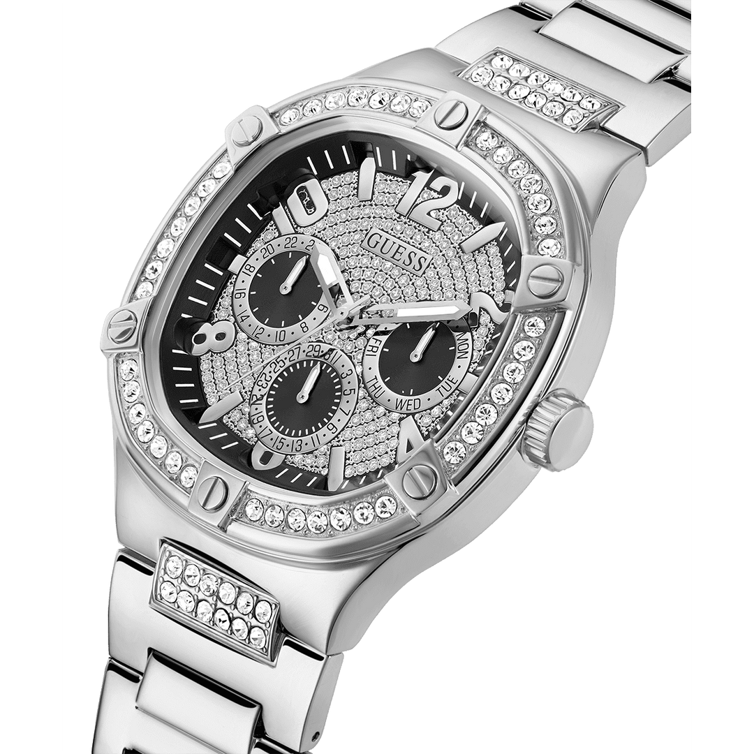 GUESS Mens Silver Tone Multi-Function Watch