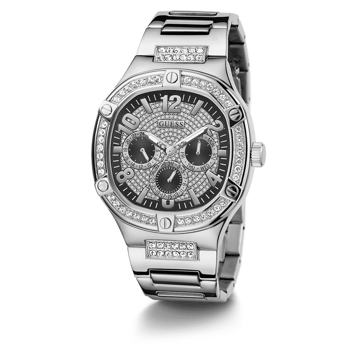GUESS Mens Silver Tone Multi-Function Watch