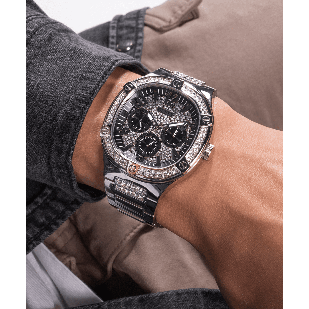 GUESS Mens Silver Tone Multi-Function Watch