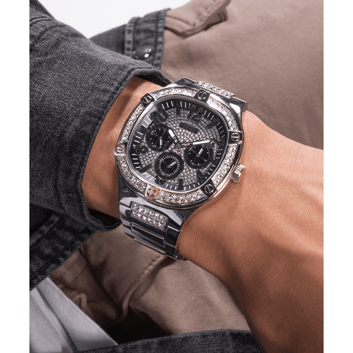 GUESS Mens Silver Tone Multi-Function Watch