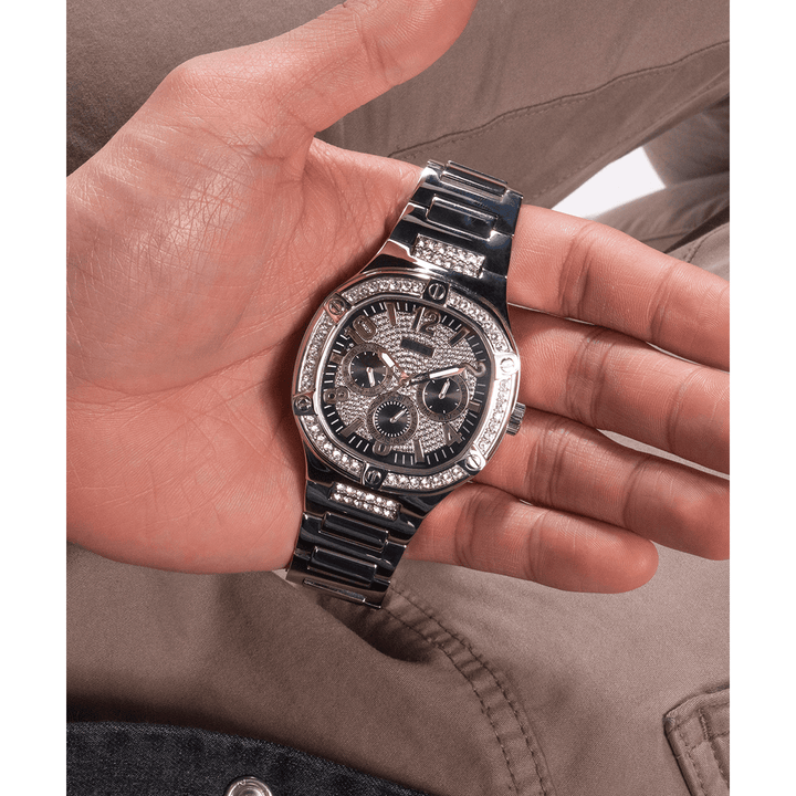 GUESS Mens Silver Tone Multi-Function Watch