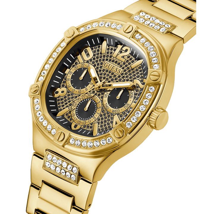 GUESS Mens Gold Tone Multi-Function Watch