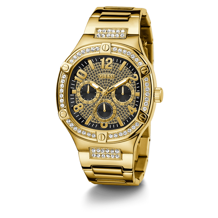 GUESS Mens Gold Tone Multi-Function Watch