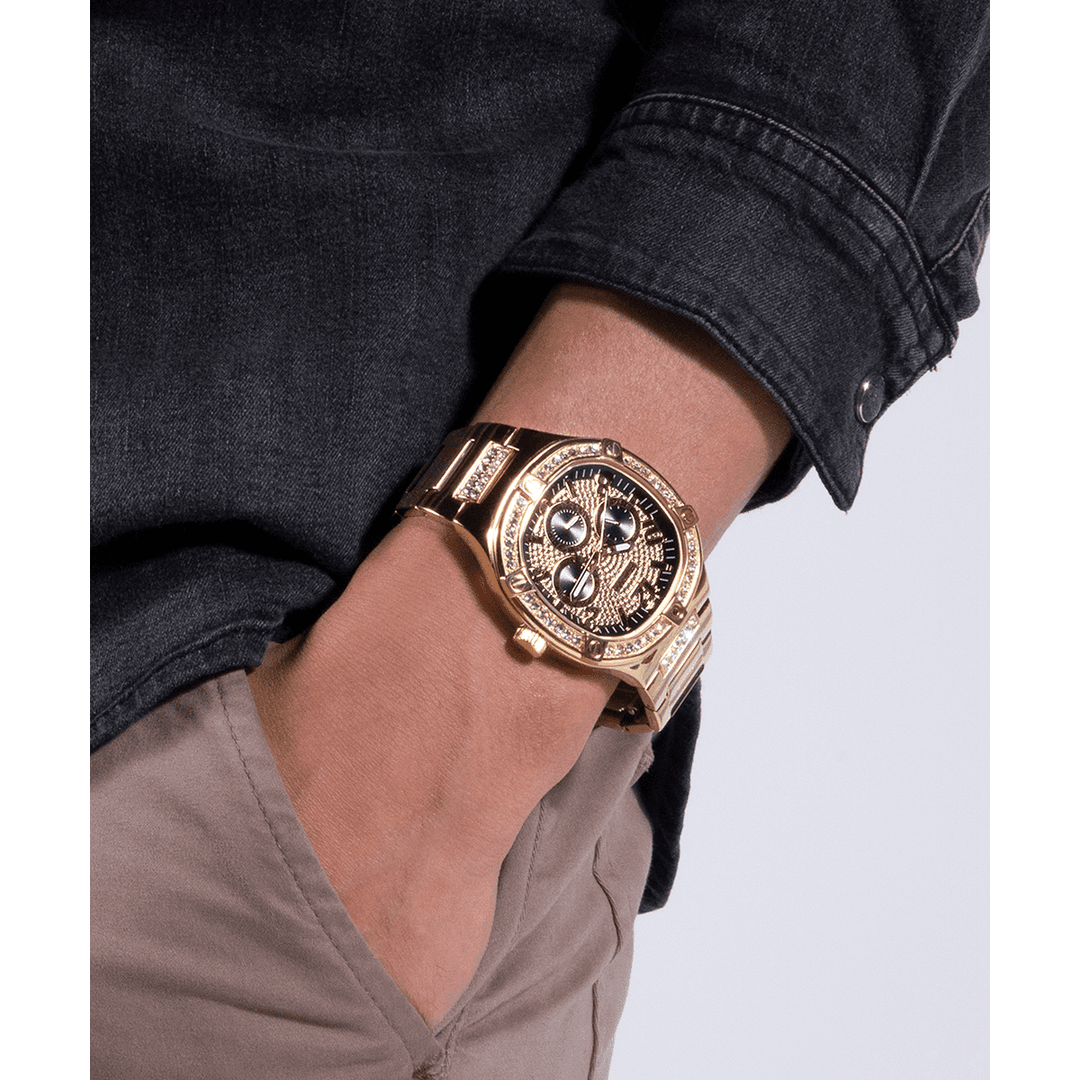 GUESS Mens Gold Tone Multi-Function Watch