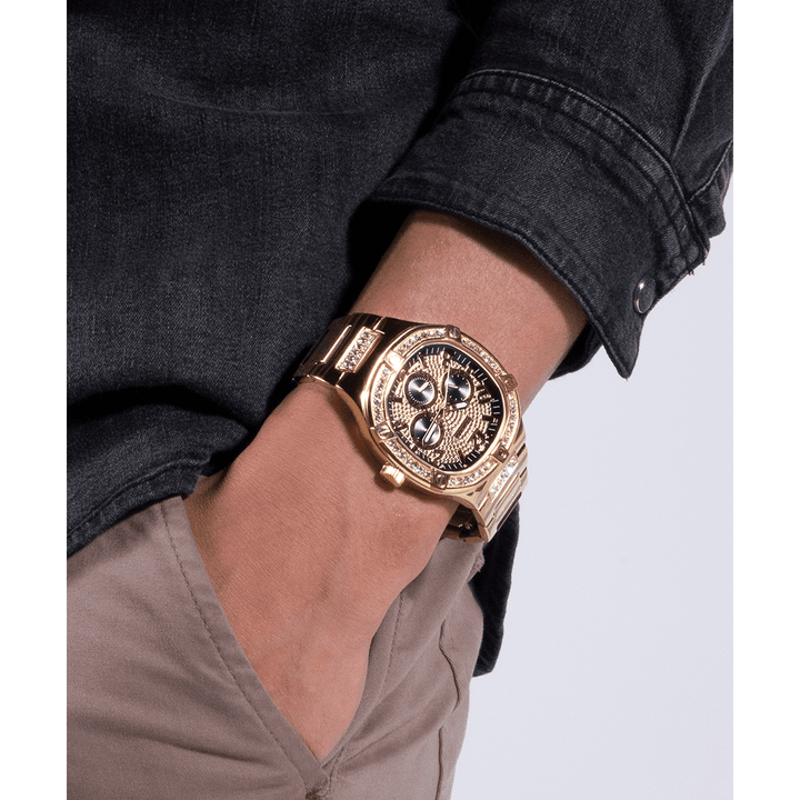 GUESS Mens Gold Tone Multi-Function Watch