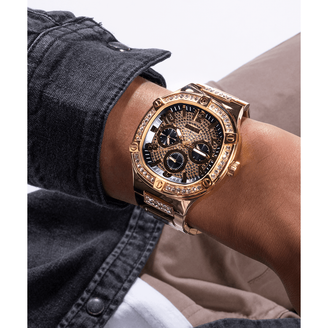 GUESS Mens Gold Tone Multi-Function Watch