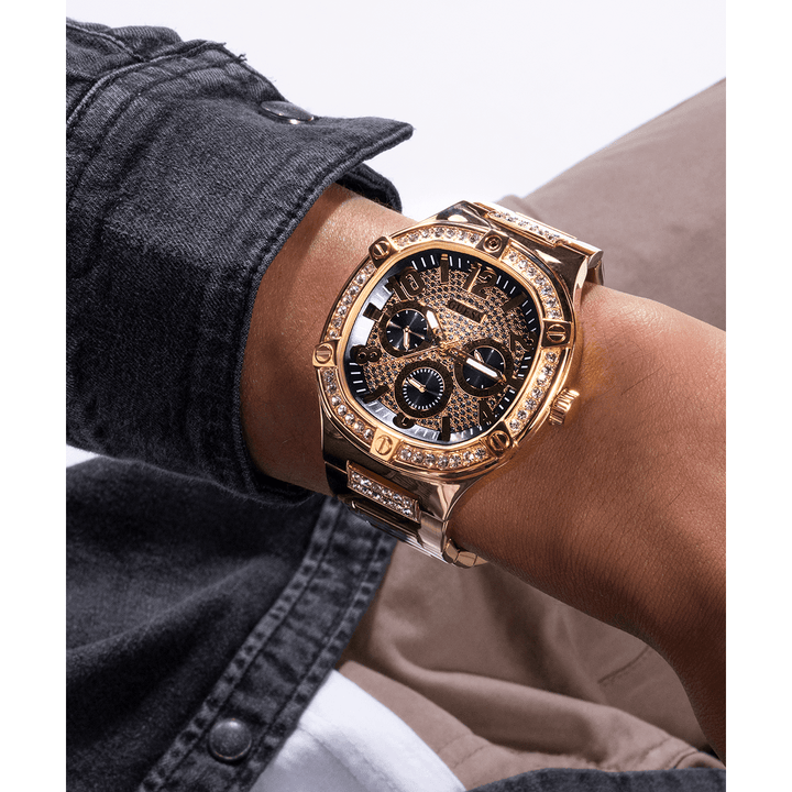 GUESS Mens Gold Tone Multi-Function Watch