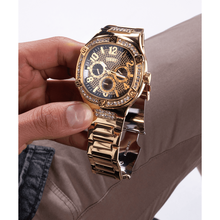 GUESS Mens Gold Tone Multi-Function Watch