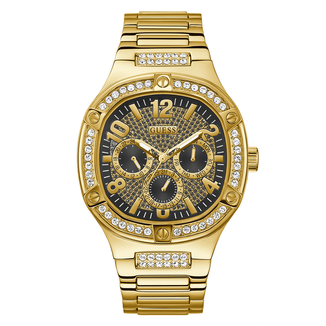 GUESS Mens Gold Tone Multi-Function Watch