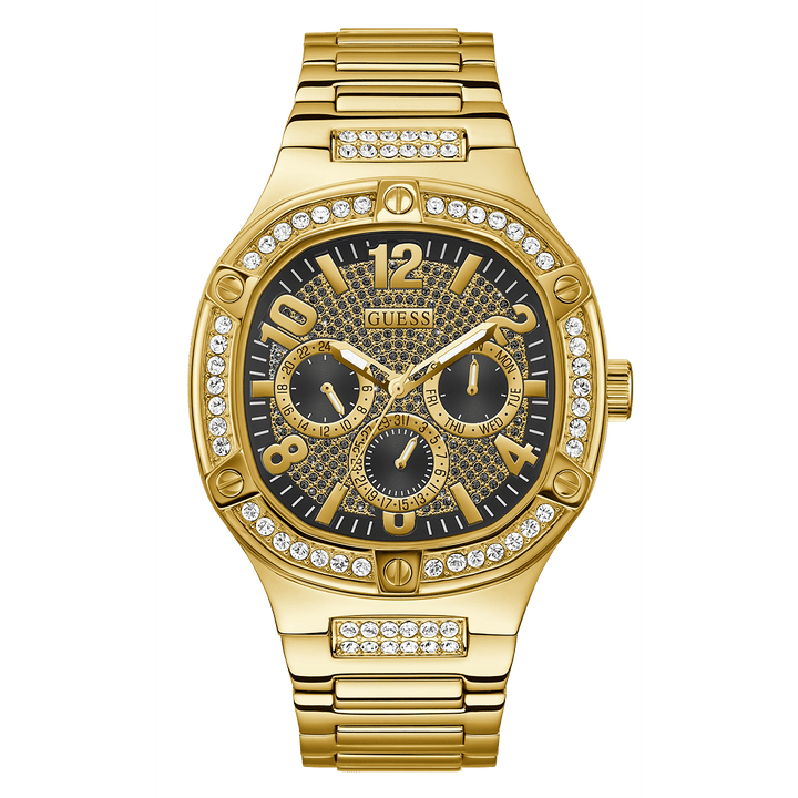 GUESS Mens Gold Tone Multi-Function Watch