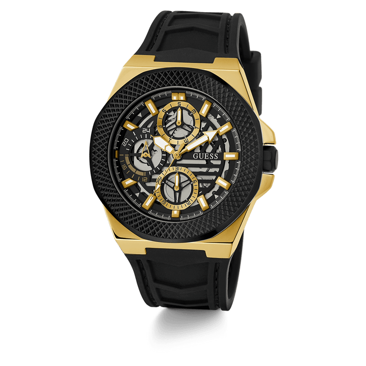 GUESS Mens Black 2-Tone Multi-Function Watch