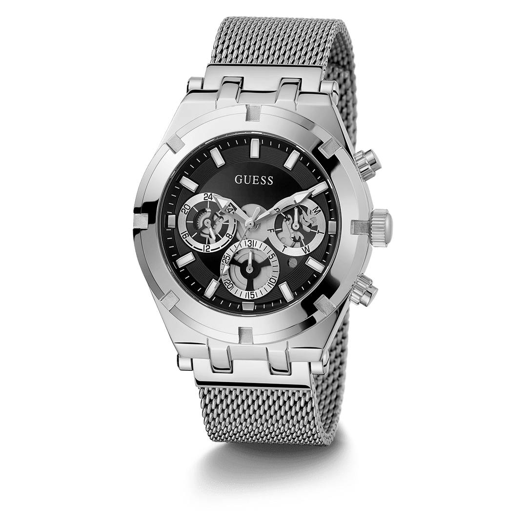 GUESS Mens Silver Tone Multi-Function Watch