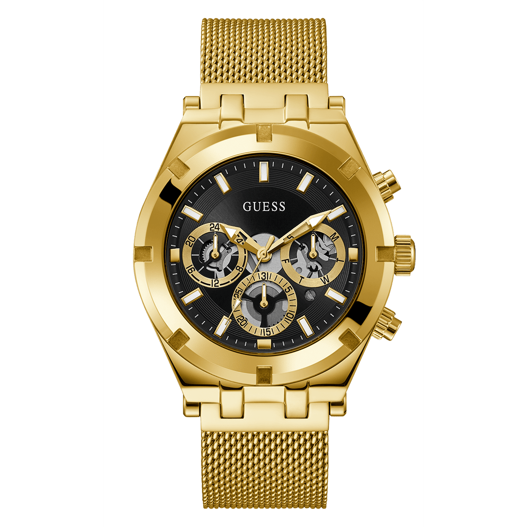 GUESS Mens Gold Tone Multi-Function Watch