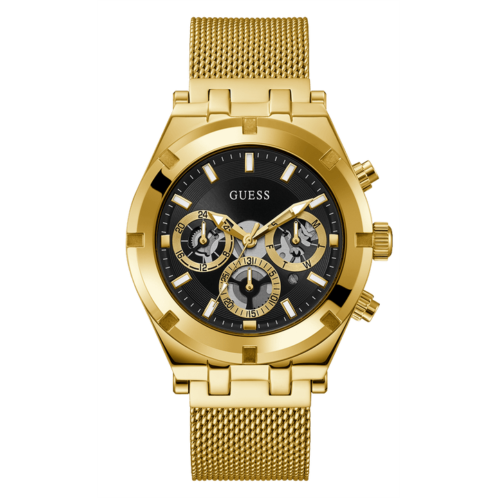 GUESS Mens Gold Tone Multi-Function Watch