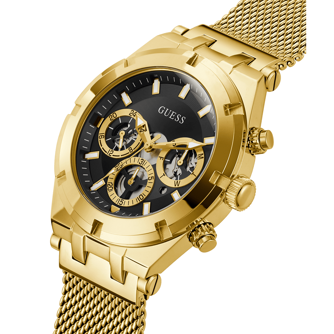 GUESS Mens Gold Tone Multi-Function Watch