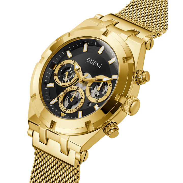 GUESS Mens Gold Tone Multi-Function Watch