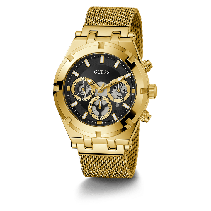 GUESS Mens Gold Tone Multi-Function Watch