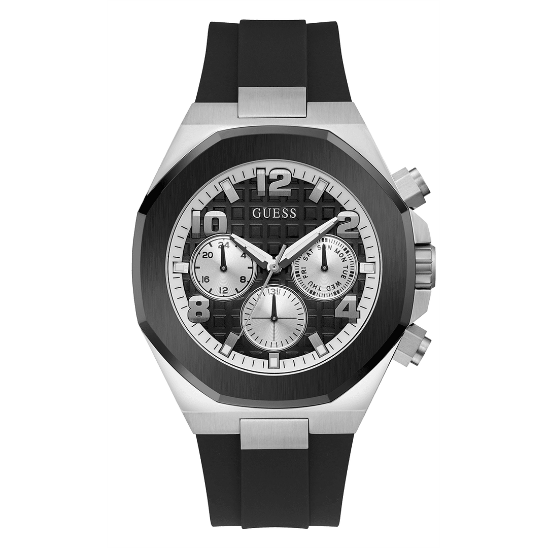 GUESS Mens Black 2-Tone Multi-Function Watch