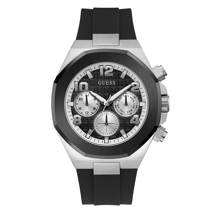 GUESS Mens Black 2-Tone Multi-Function Watch