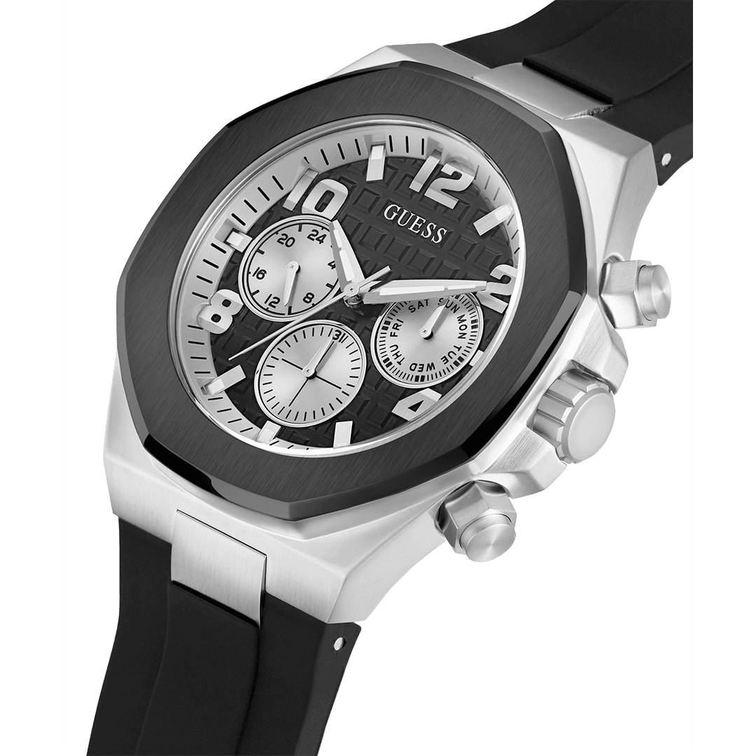 GUESS Mens Black 2-Tone Multi-Function Watch