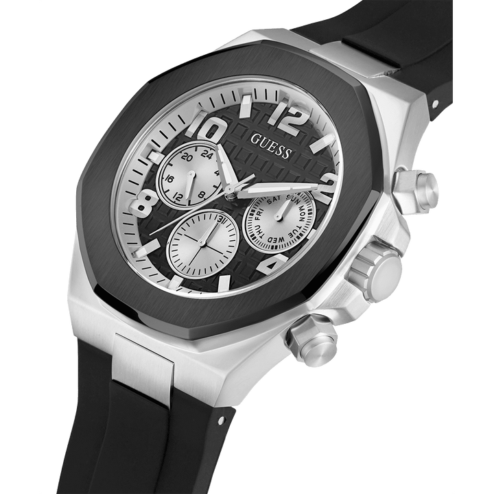 GUESS Mens Black 2-Tone Multi-Function Watch