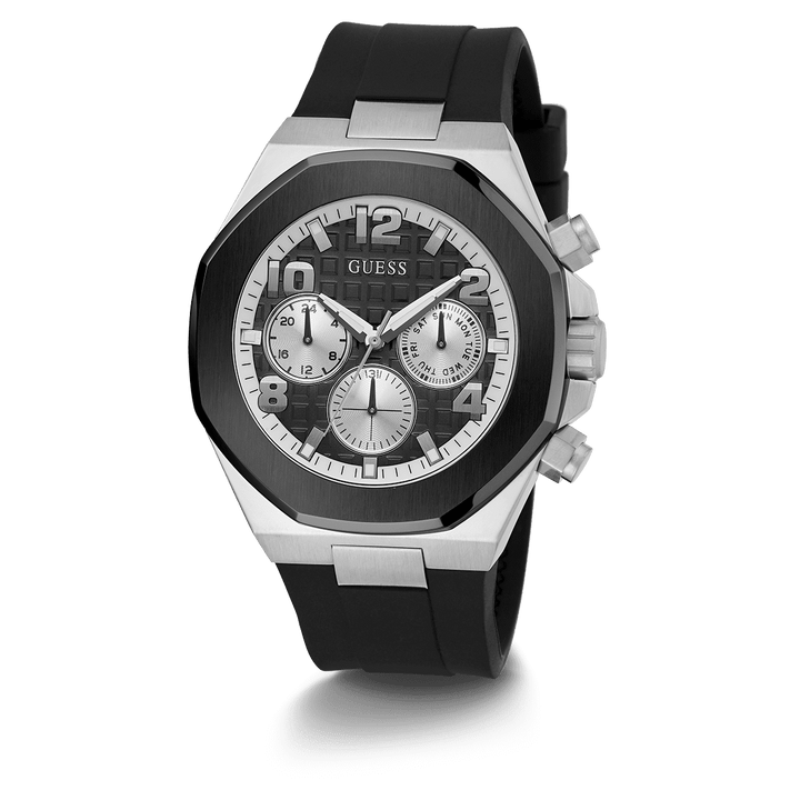 GUESS Mens Black 2-Tone Multi-Function Watch